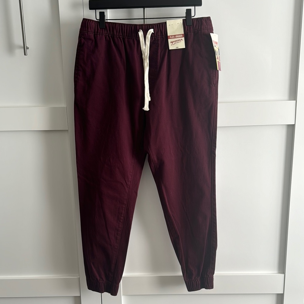 Arizona Jean Company Burgundy Flex Joggers with Drawstring Waist